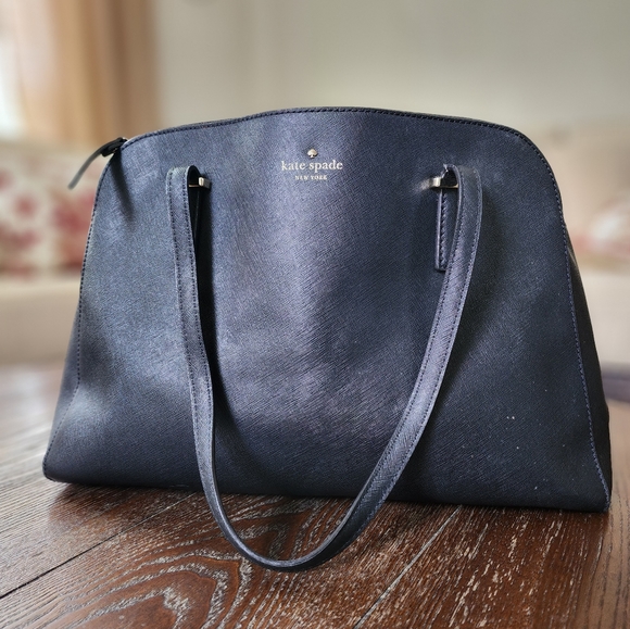 kate spade Handbags - Kate Spade Black Solid Leather Dome Handbag